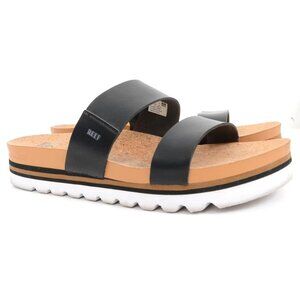 Reef Cushion Bounce Vista Hi Wedge Sandal Black Women's 11 Vegan Leather
